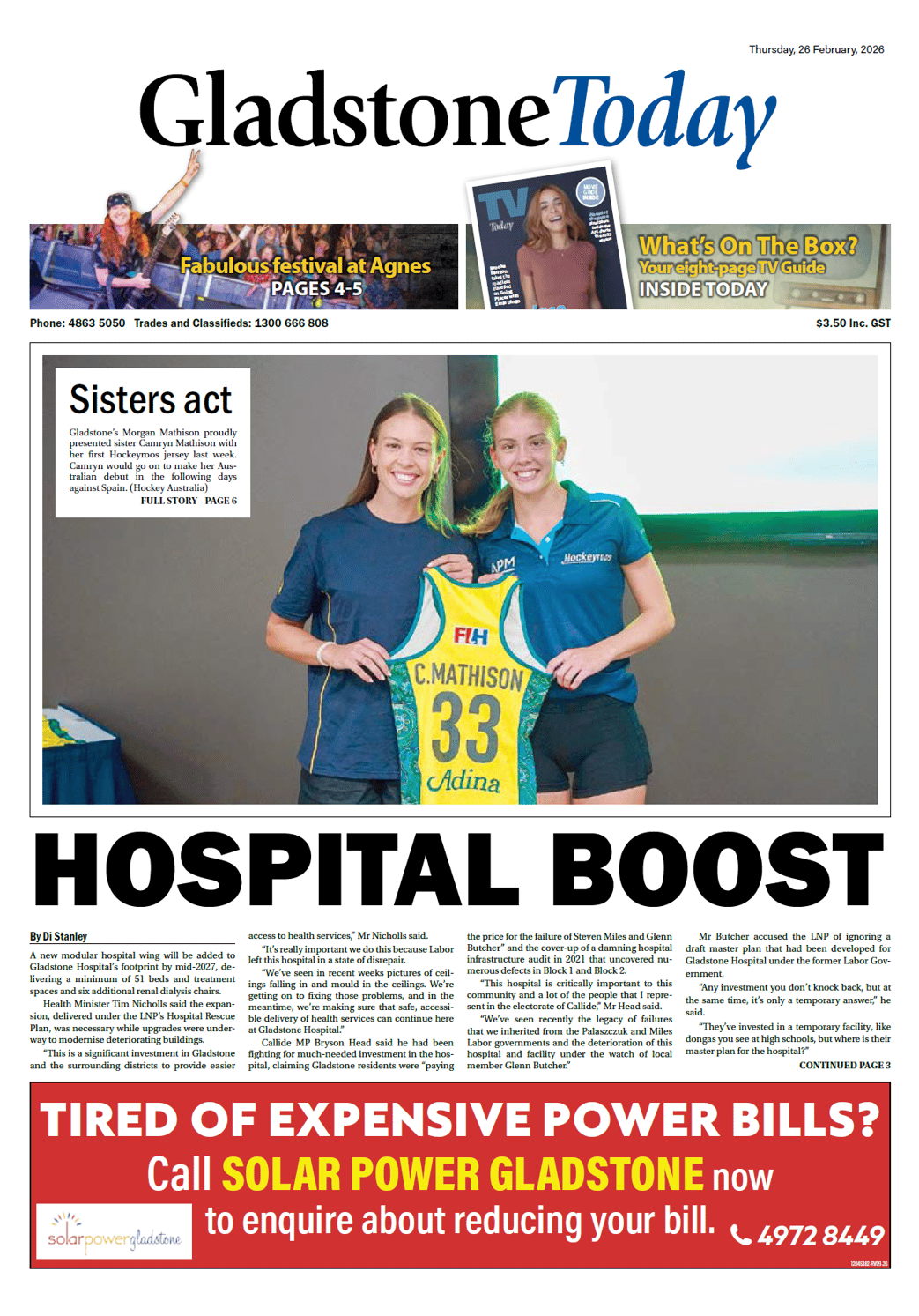 gladstone today front page